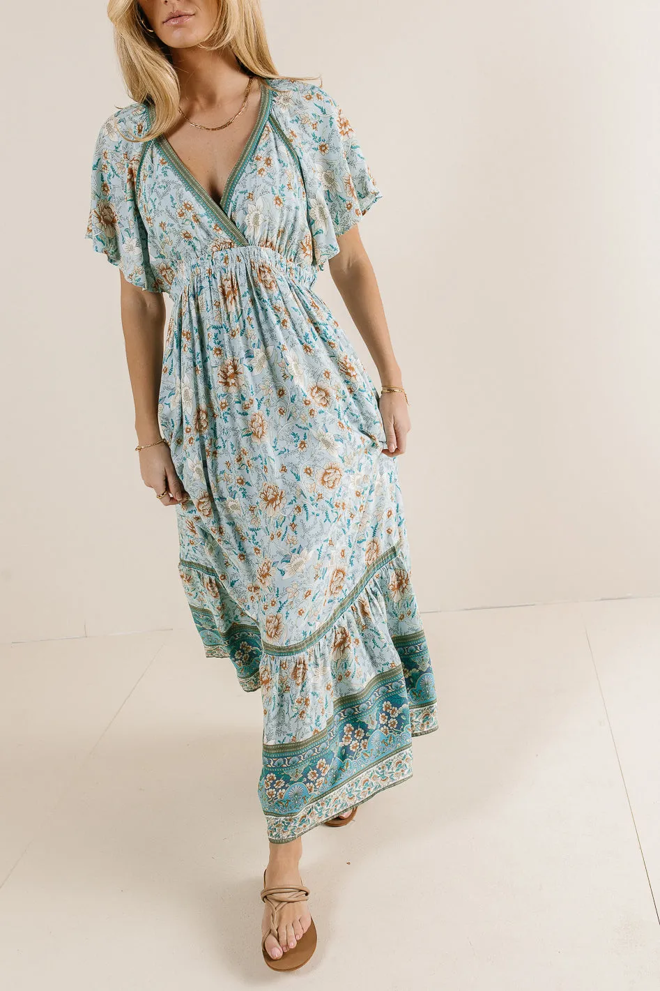 Cary Floral Dress in Blue - FINAL SALE sold by bohme