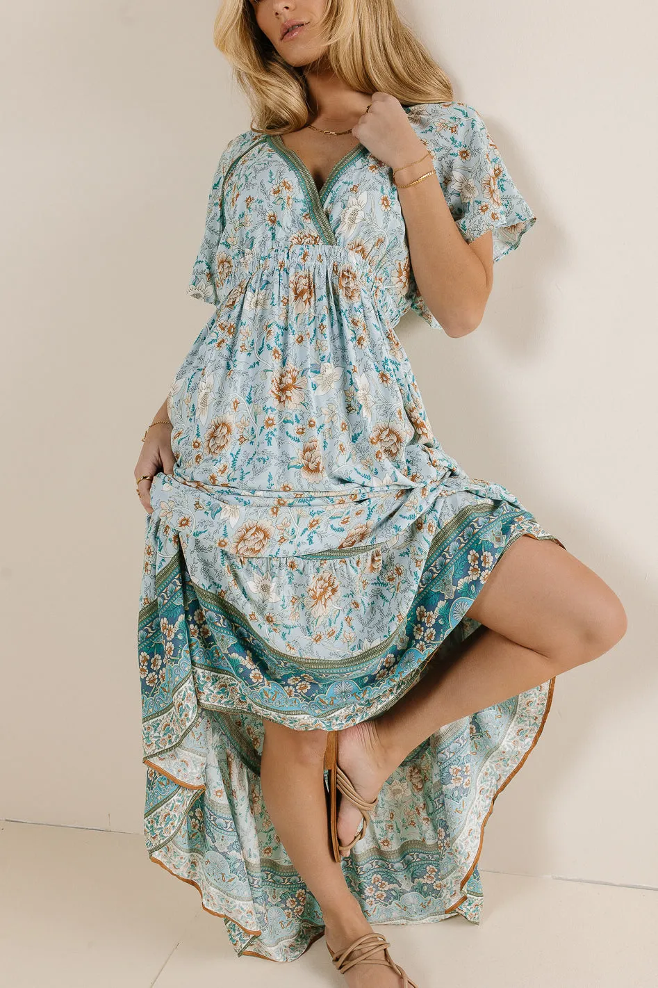 Cary Floral Dress in Blue - FINAL SALE sold by bohme product image thumbnail 4