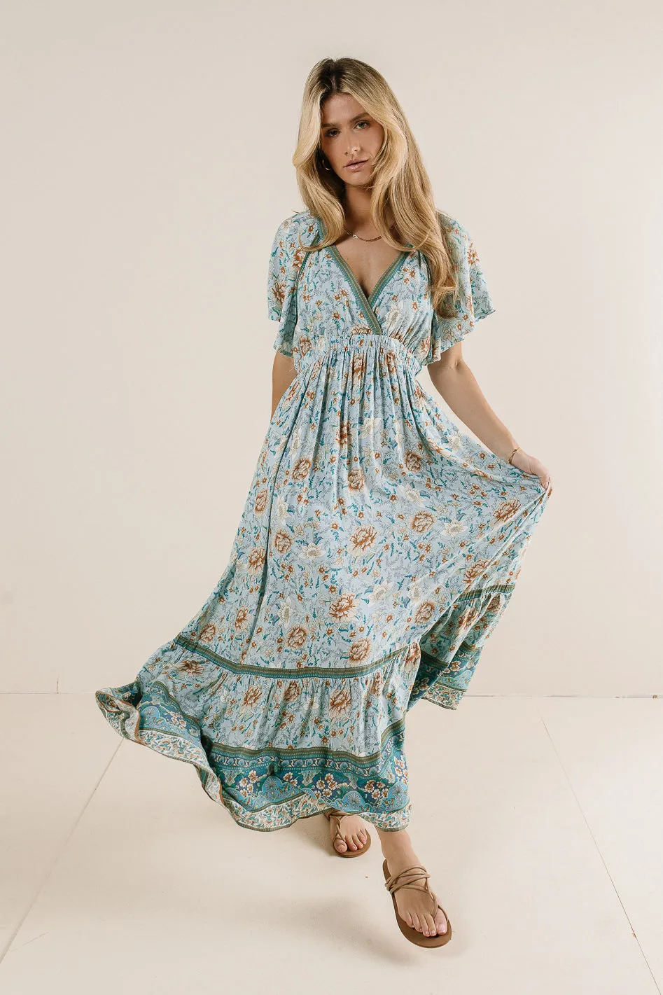 Cary Floral Dress in Blue - FINAL SALE sold by bohme product image thumbnail 3