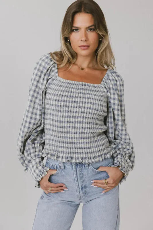 Brinklee Smocked Blouse in Blue - FINAL SALE sold by bohme