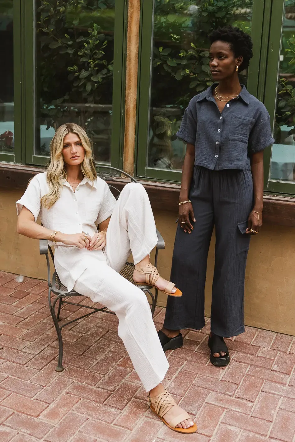 Benji Cotton Gauze Top in Slate Blue - FINAL SALE sold by bohme