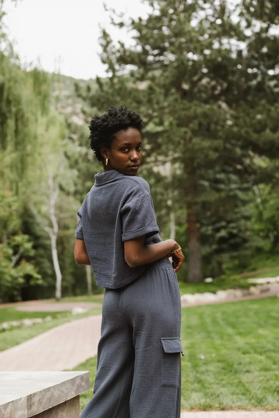 Benji Cotton Gauze Top in Slate Blue - FINAL SALE sold by bohme product image thumbnail 3