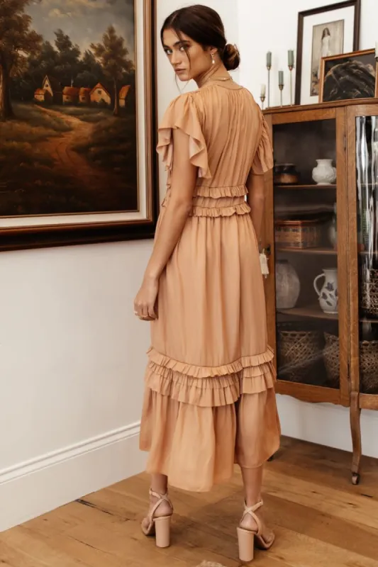 Willa Ruffle Dress in Peach - FINAL SALE sold by bohme