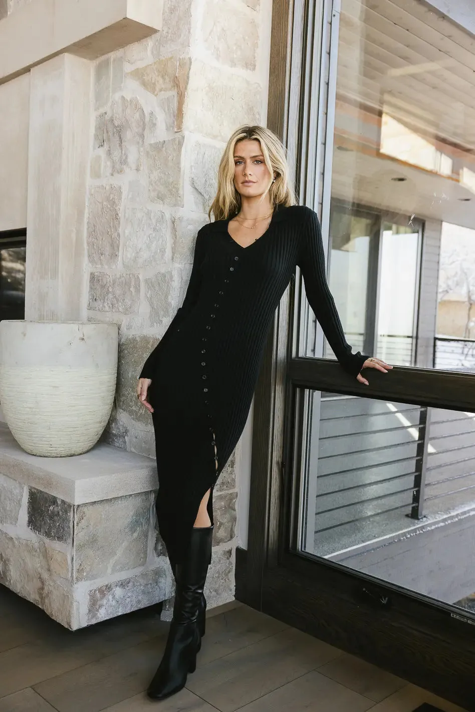 Larissa Ribbed Dress in Black - FINAL SALE sold by bohme
