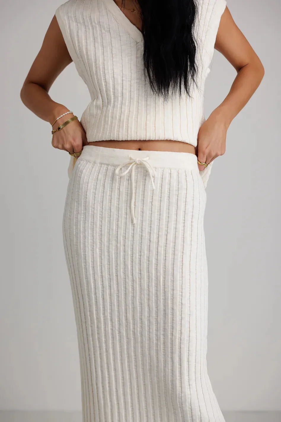 Meilani Ribbed Skirt in Cream - FINAL SALE sold by bohme product image thumbnail 4