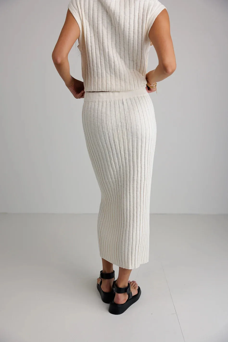 Meilani Ribbed Skirt in Cream - FINAL SALE sold by bohme product image thumbnail 5