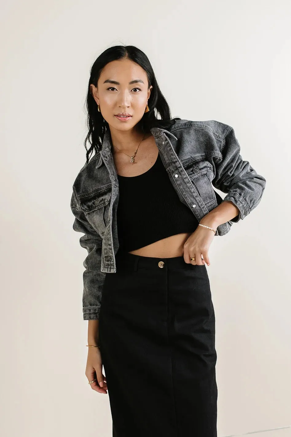 Hayes Cropped Denim Jacket - FINAL SALE sold by bohme product image thumbnail 5