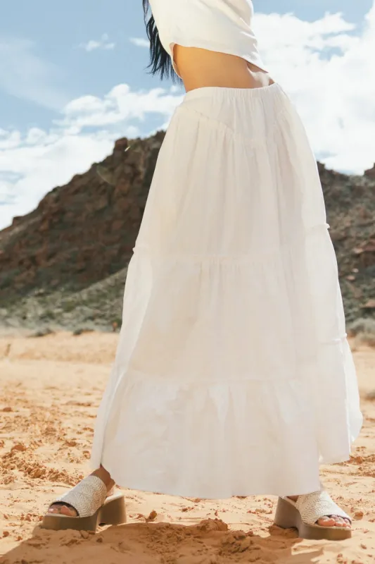 Layana Tiered Skirt in White - FINAL SALE sold by bohme