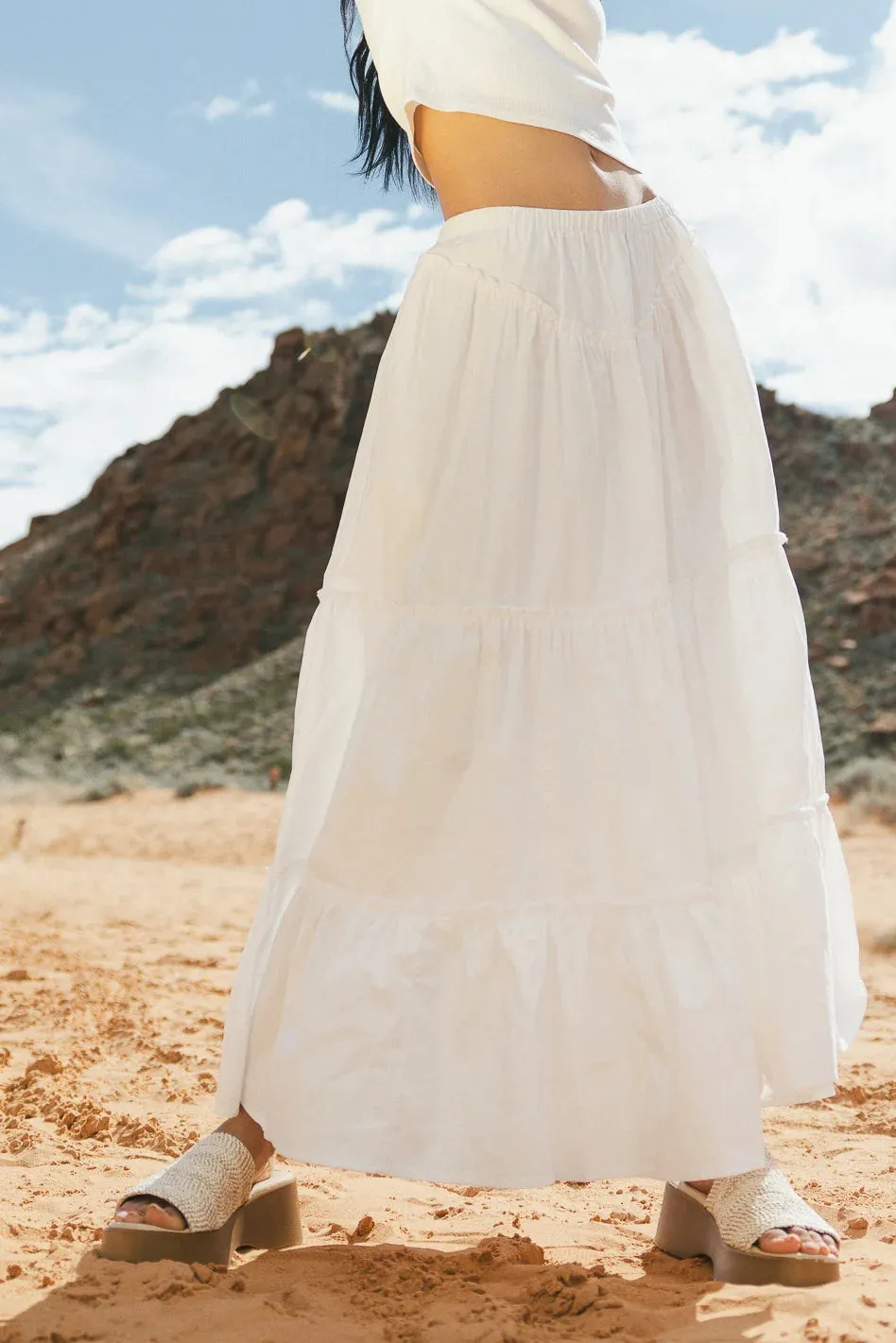 Layana Tiered Skirt in White - FINAL SALE sold by bohme