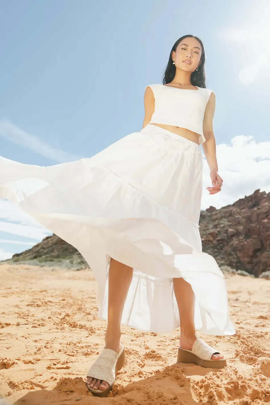 Layana Tiered Skirt in White - FINAL SALE sold by bohme product image thumbnail 5