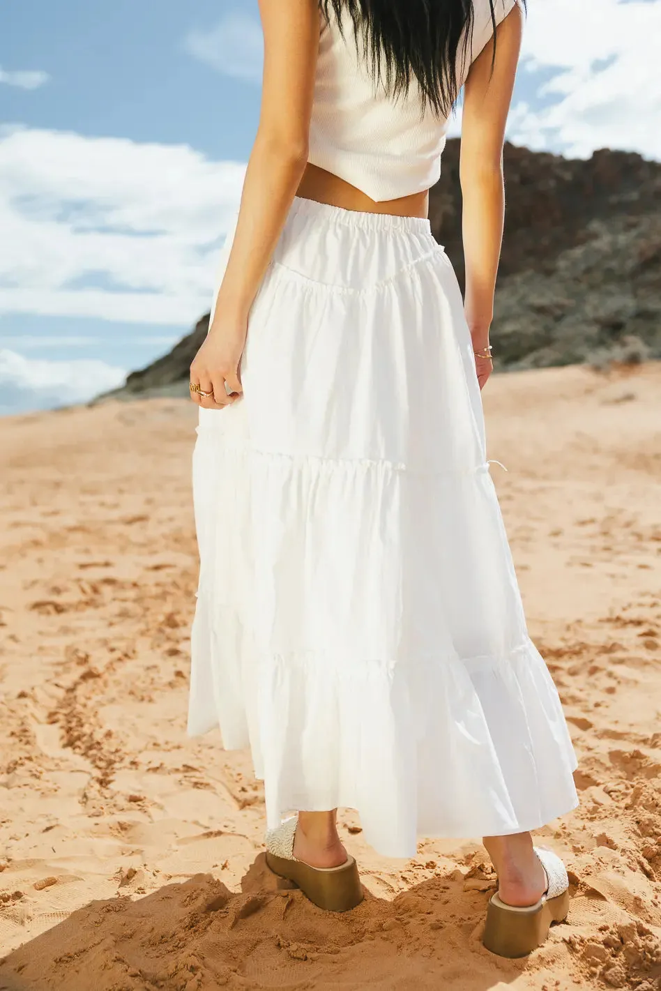 Layana Tiered Skirt in White - FINAL SALE sold by bohme product image thumbnail 4