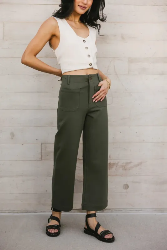 Sadie Wide Leg Pants in Olive - FINAL SALE sold by bohme