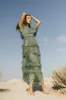 Eugena Ruffled Maxi Dress in Teal sold by bohme