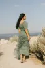 Eugena Ruffled Maxi Dress in Teal sold by bohme