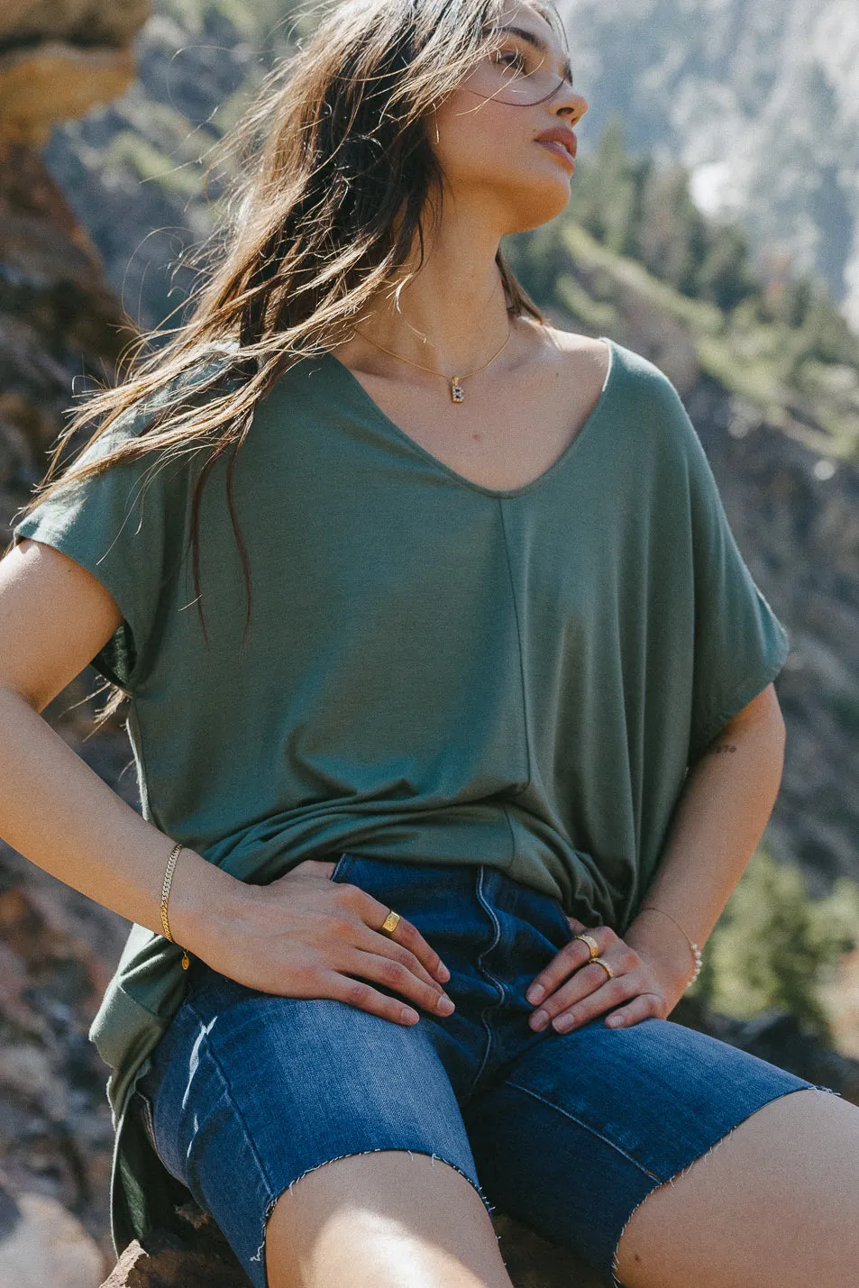 Demi Oversized Top in Sage - FINAL SALE sold by bohme product image thumbnail 2