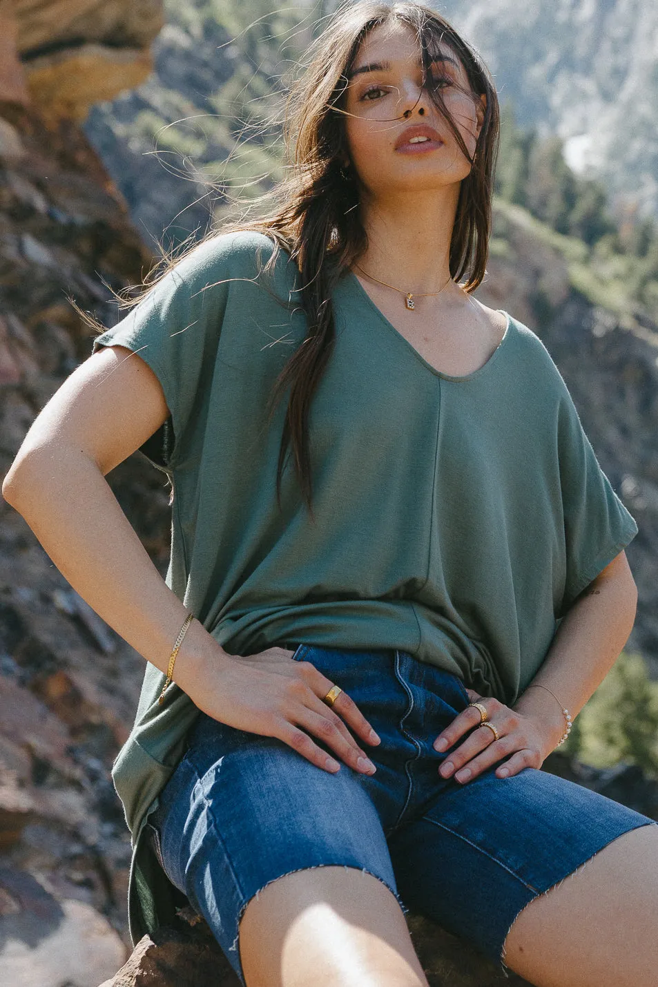 Demi Oversized Top in Sage - FINAL SALE sold by bohme product image thumbnail 4