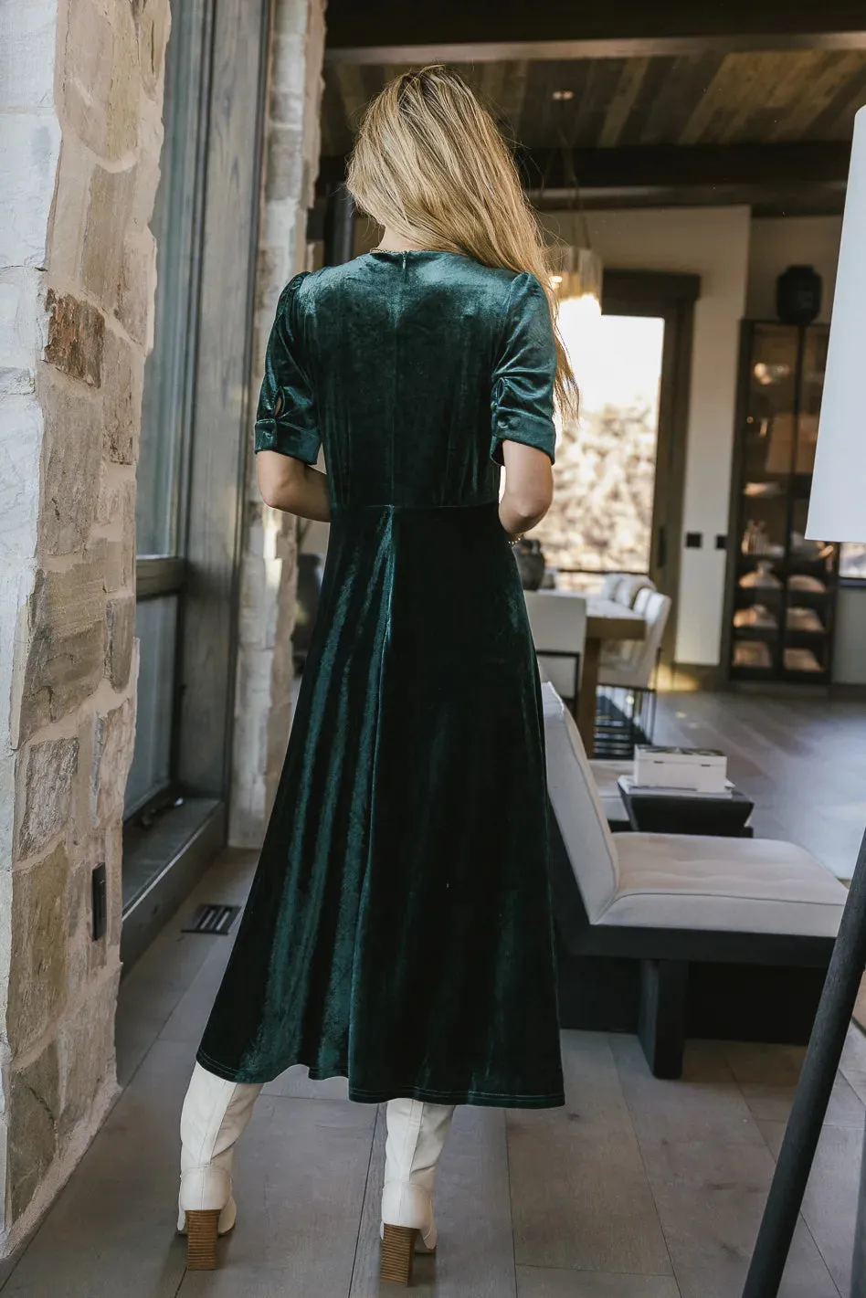 Lia Velvet Dress in Emerald - FINAL SALE sold by bohme product image thumbnail 5