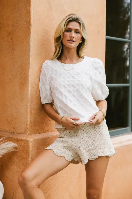Beverly Textured Blouse in White - FINAL SALE sold by bohme