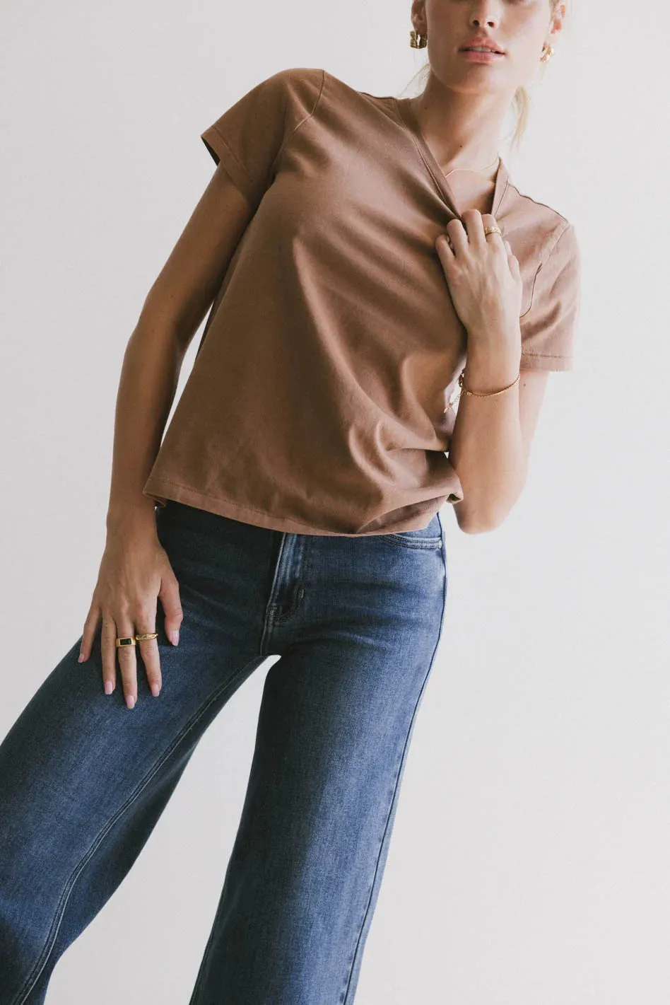 Weekend Vibe Tee in Clay sold by bohme