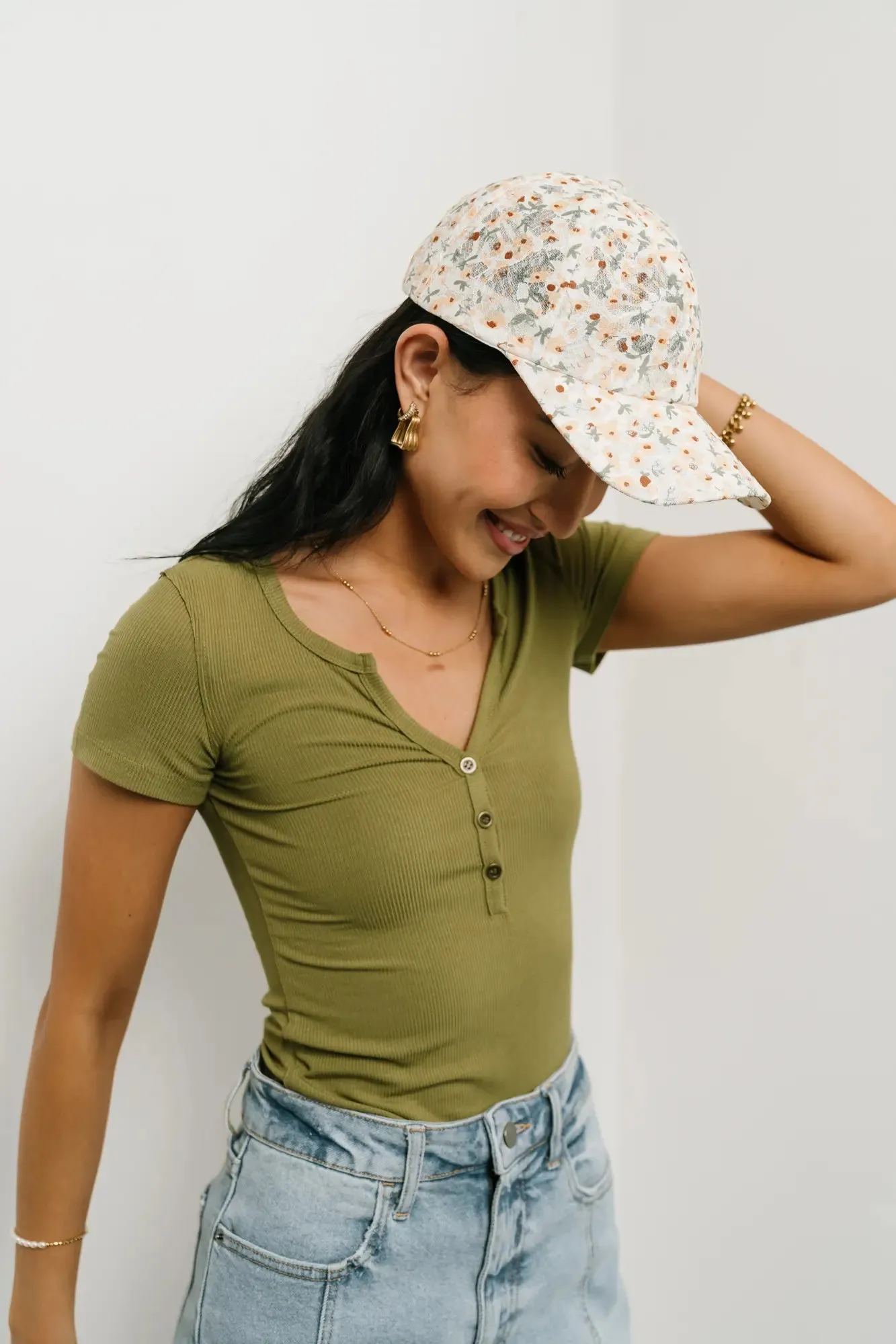 Floral Baseball Cap in Yellow - FINAL SALE sold by bohme