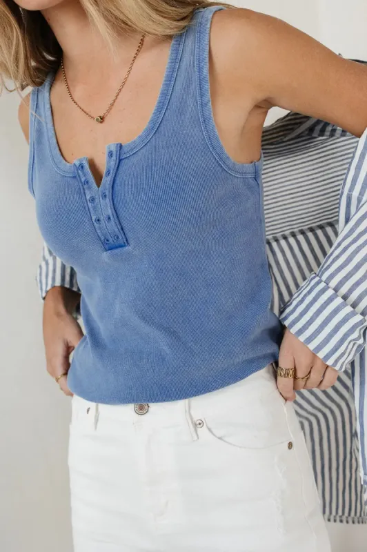 Emmett Ribbed Tank in Blue - FINAL SALE sold by bohme