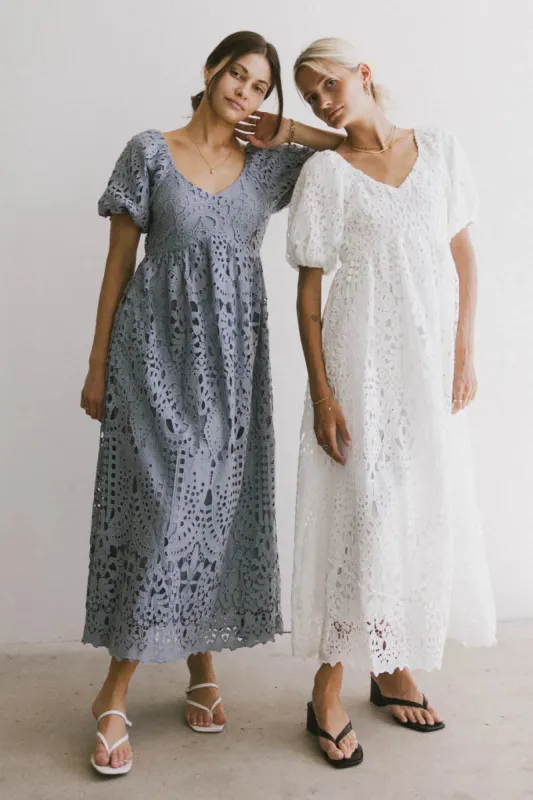Devon Eyelet Lace Maxi Dress in Blue - FINAL SALE sold by bohme