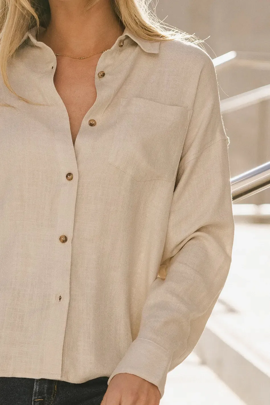 Finley Button Up in Taupe - FINAL SALE sold by bohme product image thumbnail 4