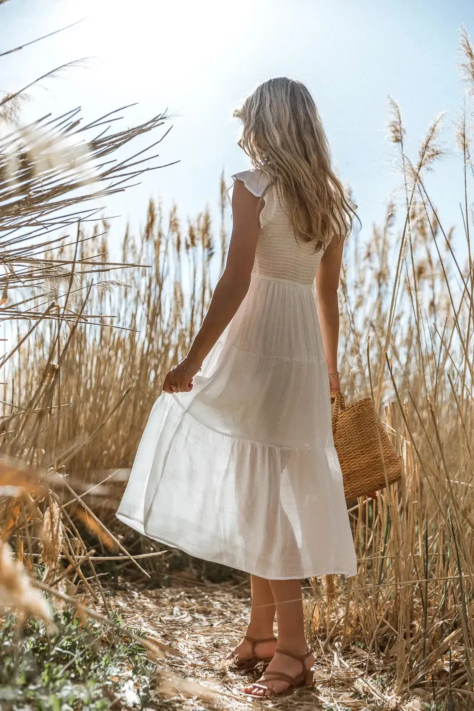 Declan Midi Dress in White - FINAL SALE sold by bohme product image thumbnail 3