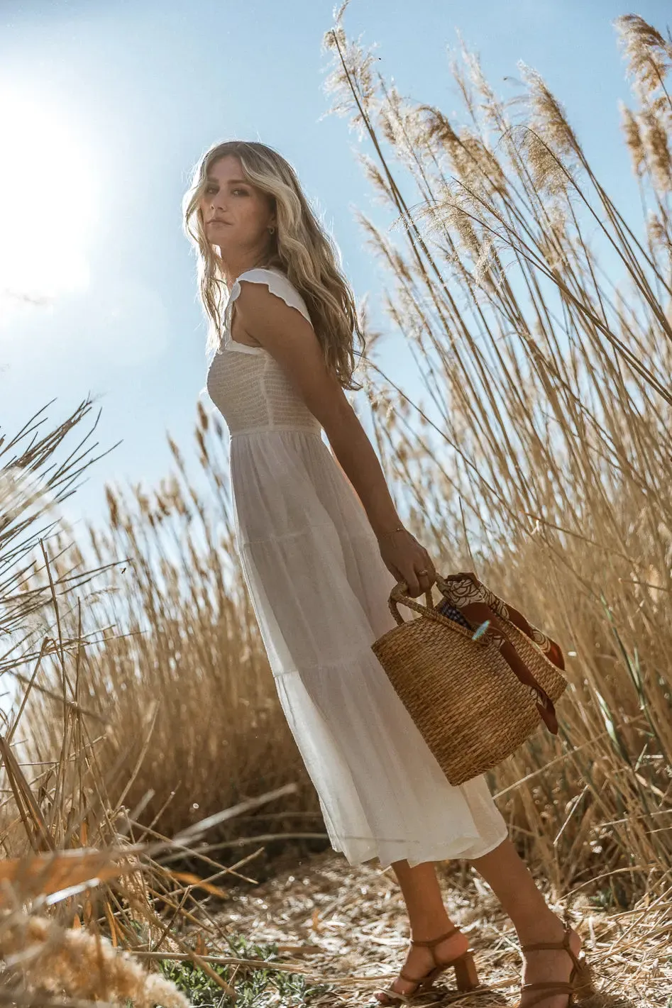 Declan Midi Dress in White - FINAL SALE sold by bohme product image thumbnail 4