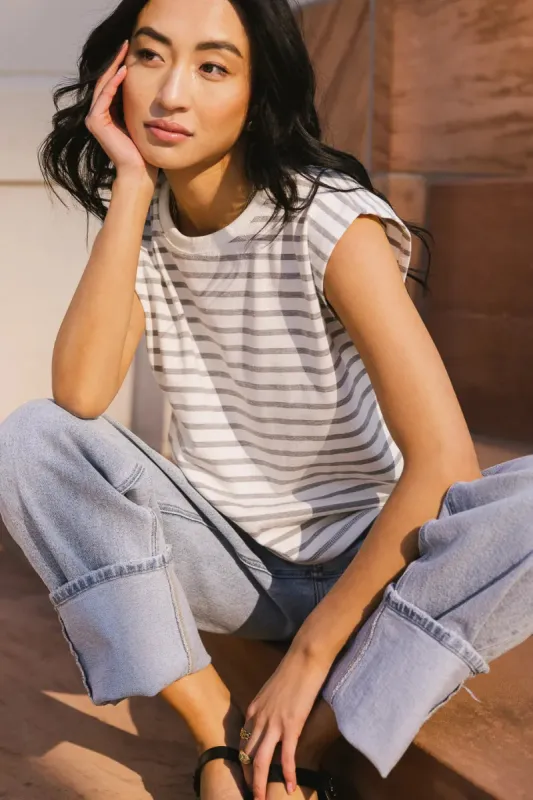 Kaycie Muscle Tee in Grey - FINAL SALE sold by bohme