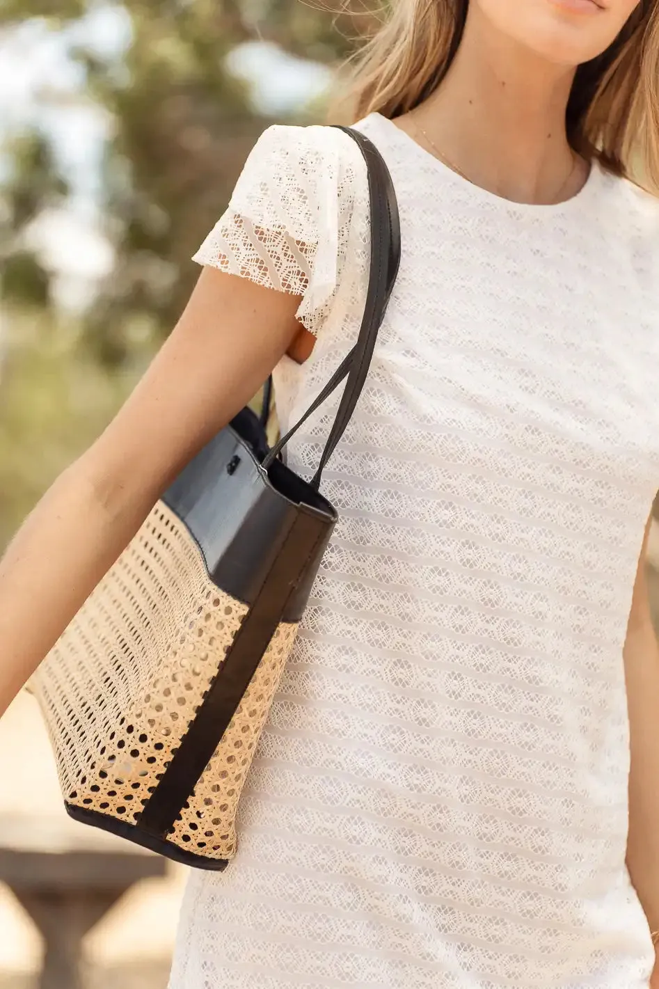 Ellie Wicker Tote in Black - FINAL SALE sold by bohme product image thumbnail 3