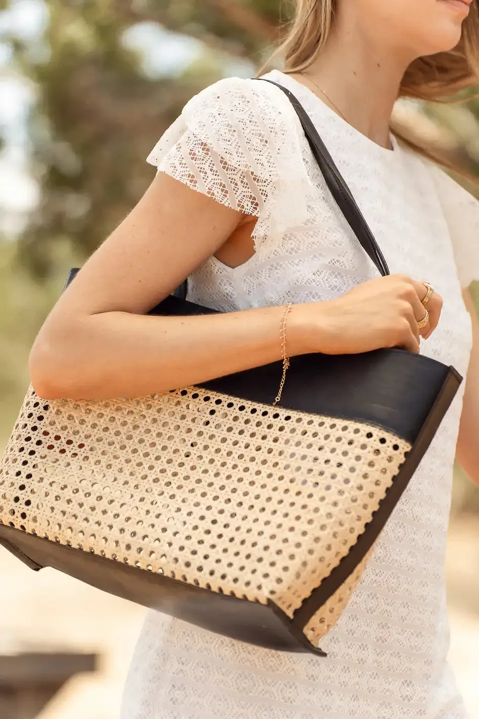 Ellie Wicker Tote in Black - FINAL SALE sold by bohme