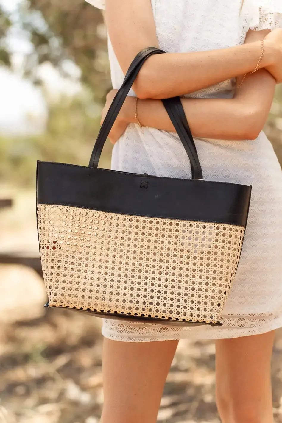 Ellie Wicker Tote in Black - FINAL SALE sold by bohme product image thumbnail 2