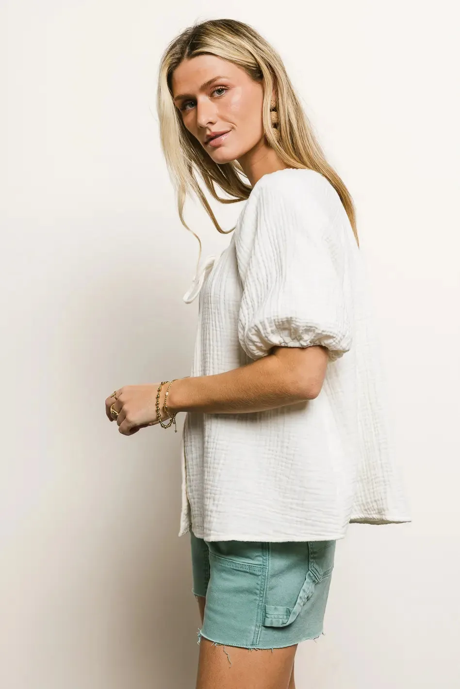 Blakely Button Up Blouse in Cream - FINAL SALE sold by bohme product image thumbnail 4