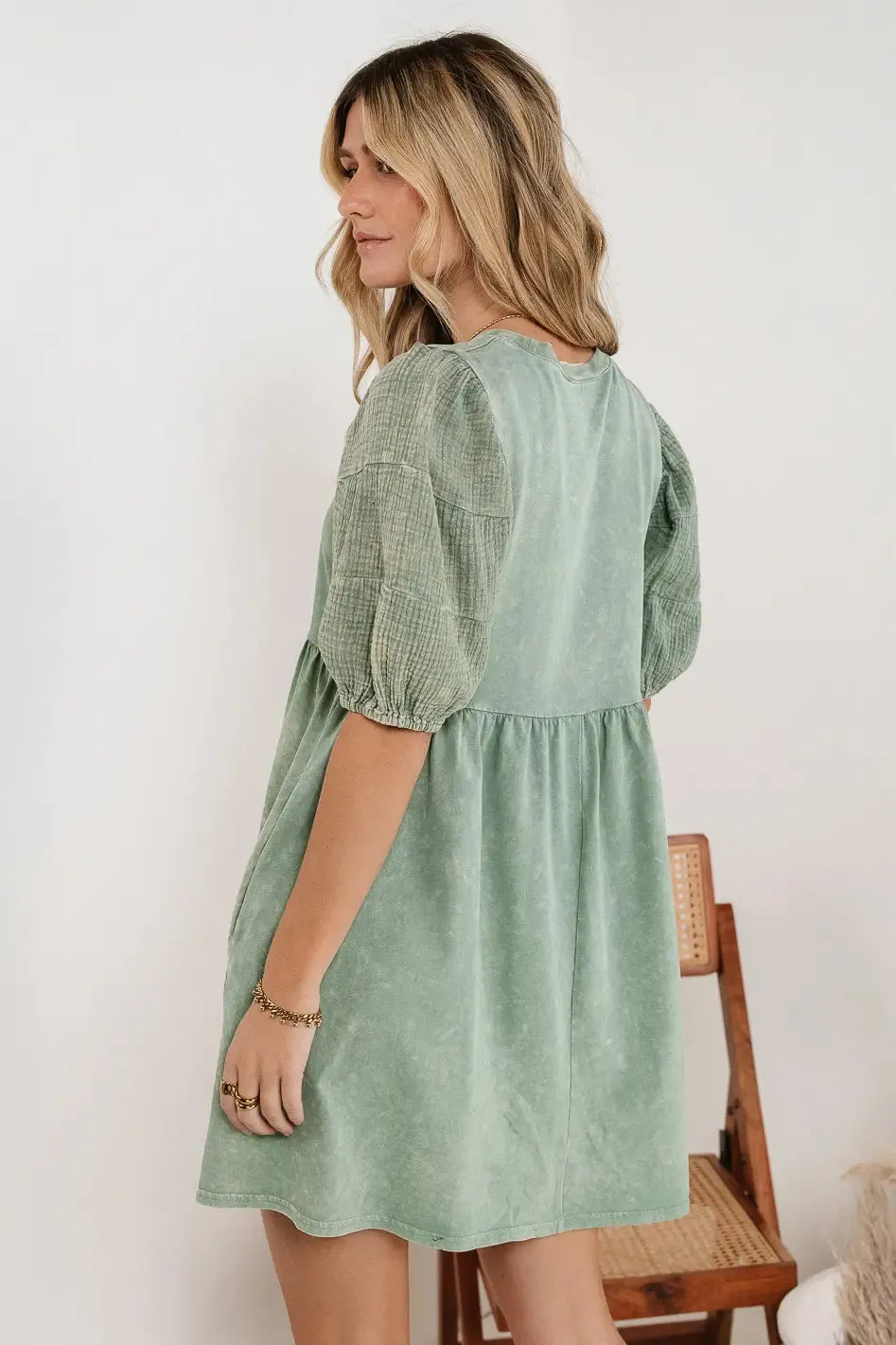 Andra Mini Dress in Sage sold by bohme product image thumbnail 3