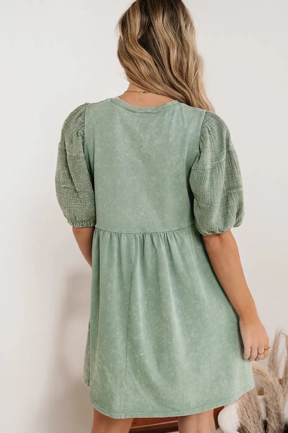 Andra Mini Dress in Sage sold by bohme product image thumbnail 4