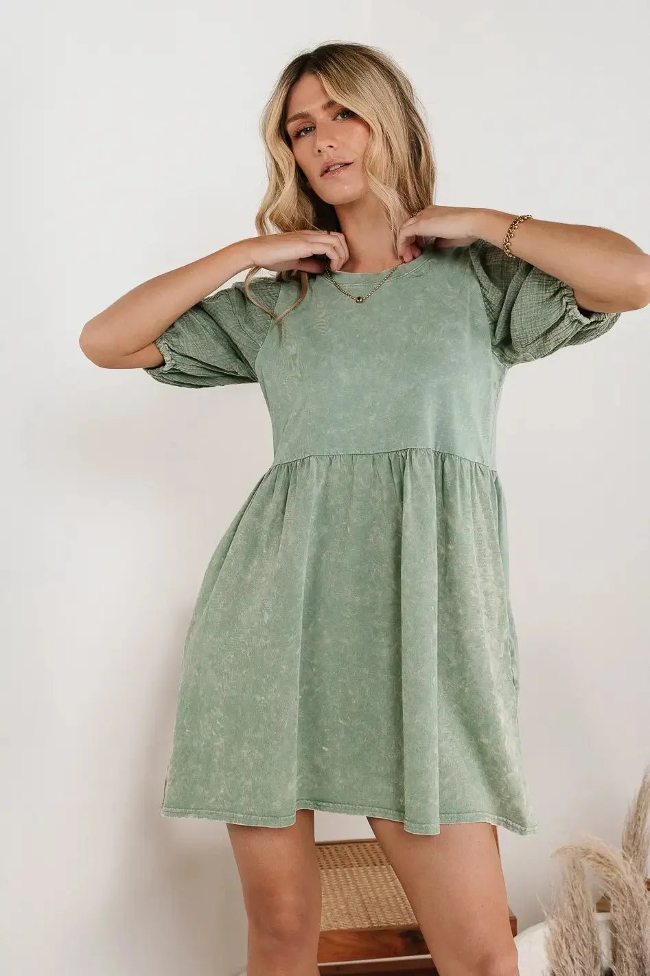 Andra Mini Dress in Sage sold by bohme product image thumbnail 5