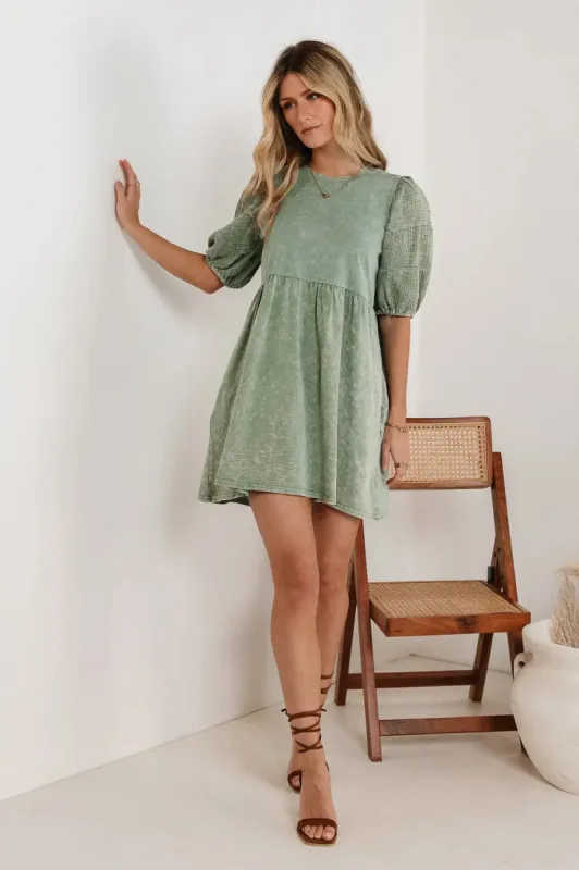 Andra Mini Dress in Sage sold by bohme