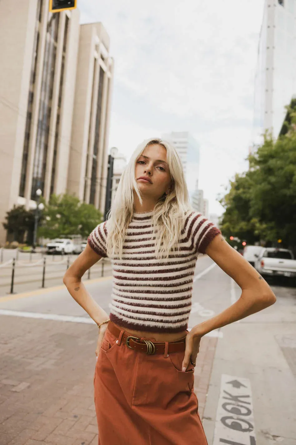 Wrenna Fuzzy Sweater Top in Rust - FINAL SALE sold by bohme product image thumbnail 3