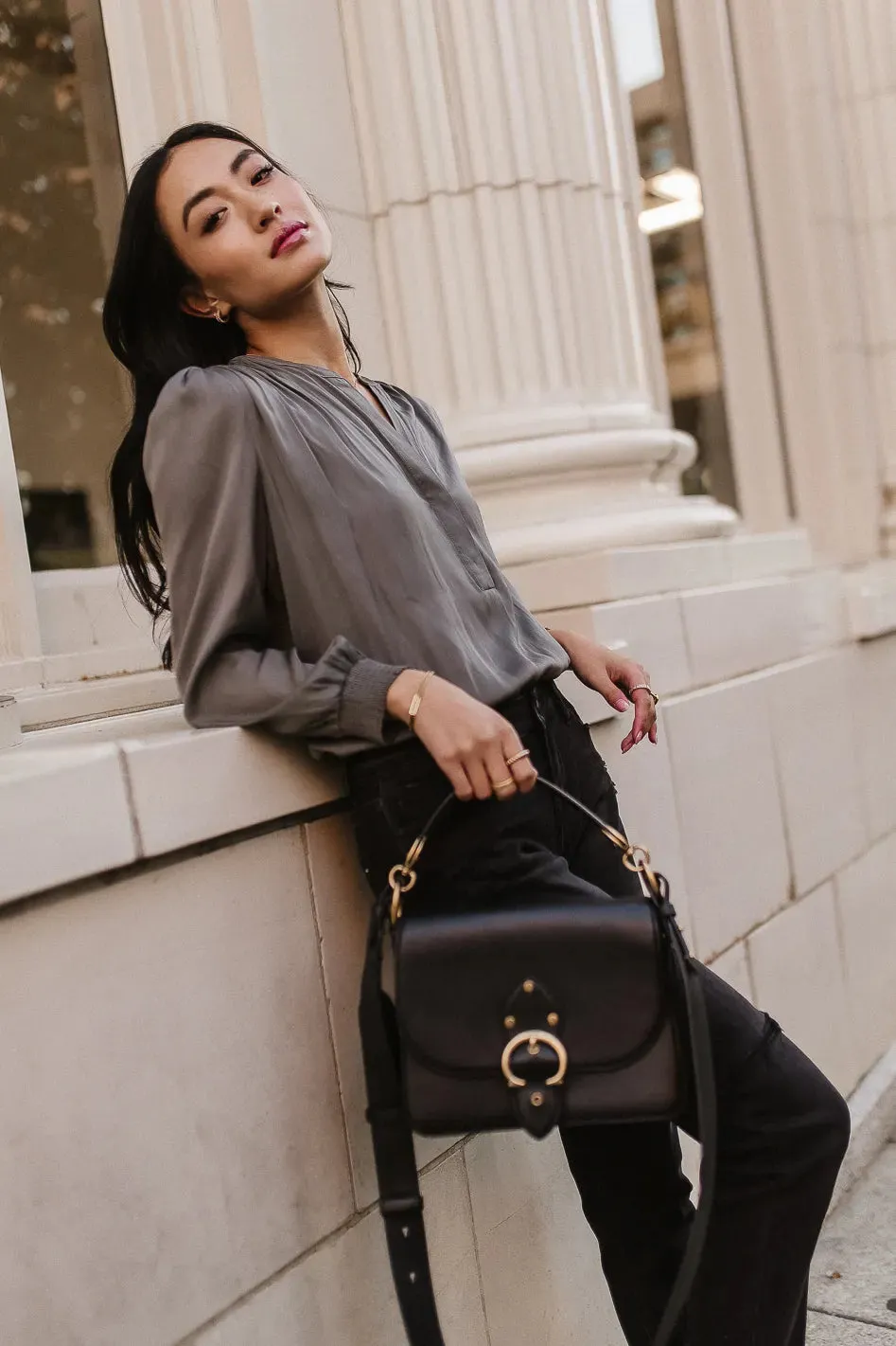 Chandler Blouse in Olive - FINAL SALE sold by bohme