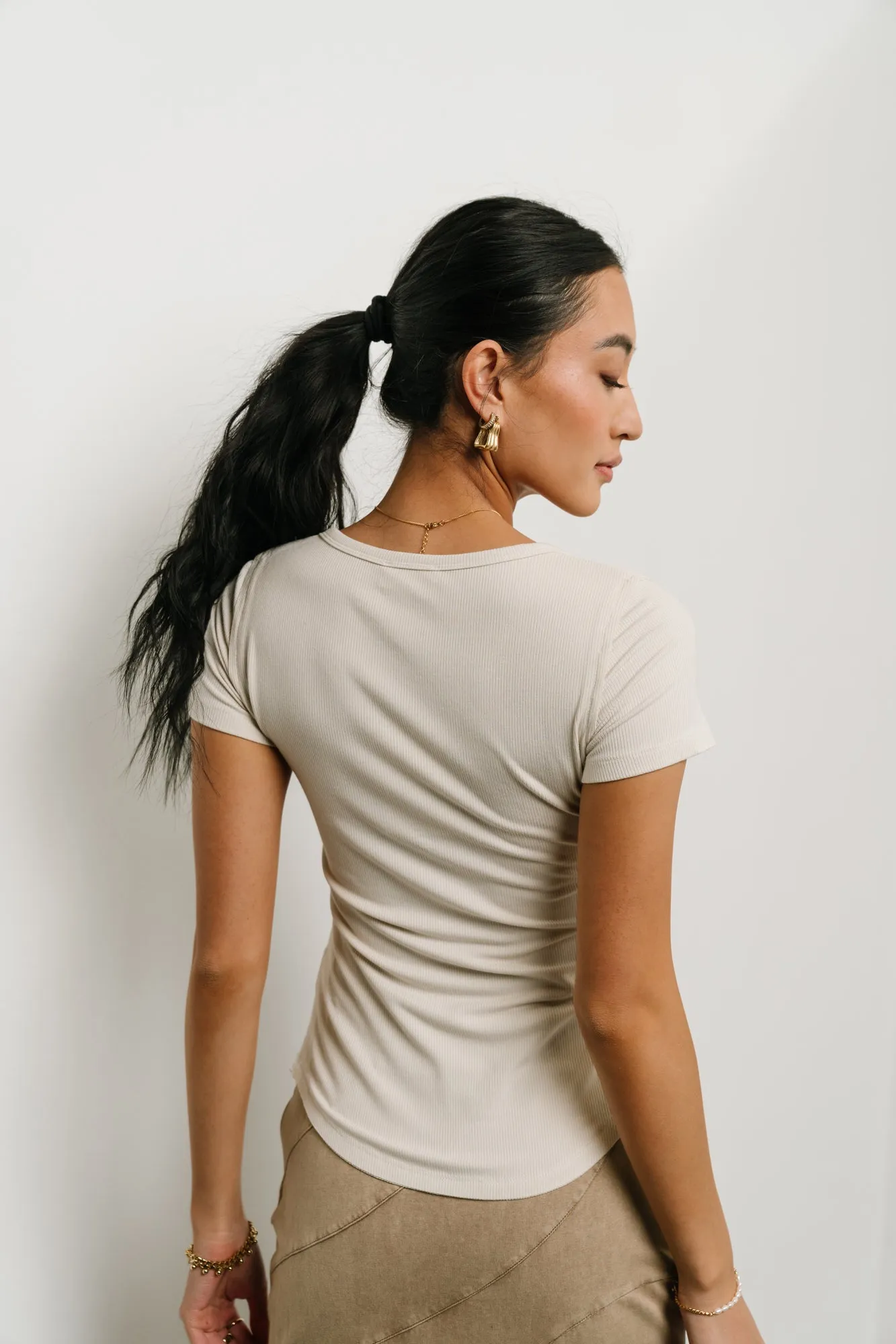 Serena Henley Top in Natural - FINAL SALE sold by bohme product image thumbnail 3