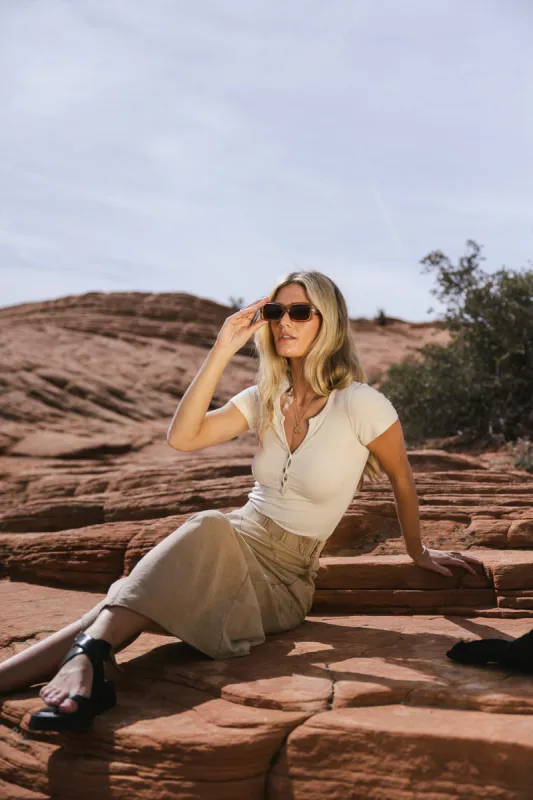 Serena Henley Top in Natural - FINAL SALE sold by bohme