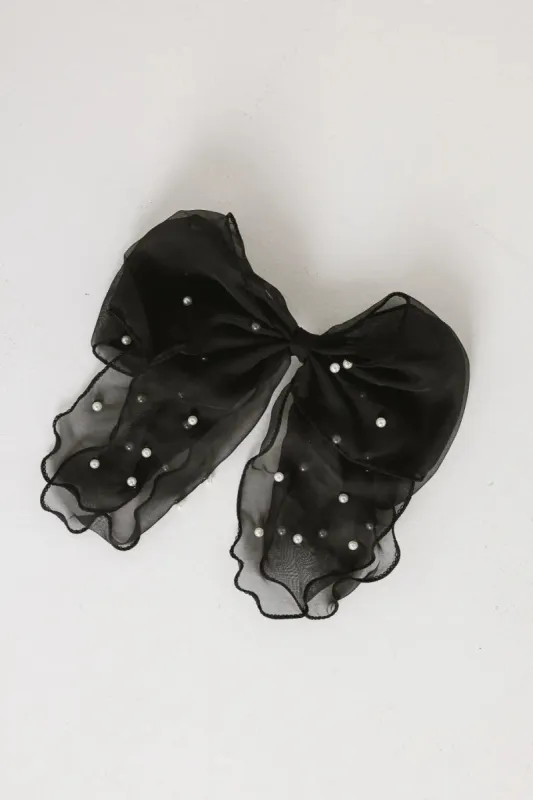 Pearl Bow Hair Clip in Black - FINAL SALE sold by bohme