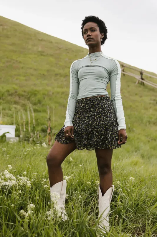 Cleo Ribbed Top in Teal - FINAL SALE sold by bohme