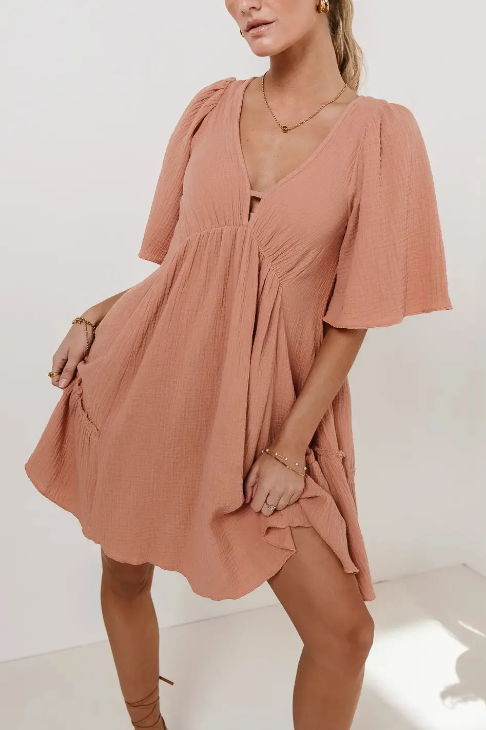 Slow It Down Mini Dress in Terracotta - FINAL SALE sold by bohme product image thumbnail 4