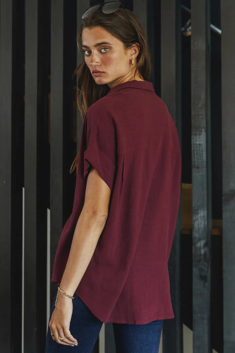 Caitlyn Button Up in Burgundy - FINAL SALE sold by bohme product image thumbnail 3