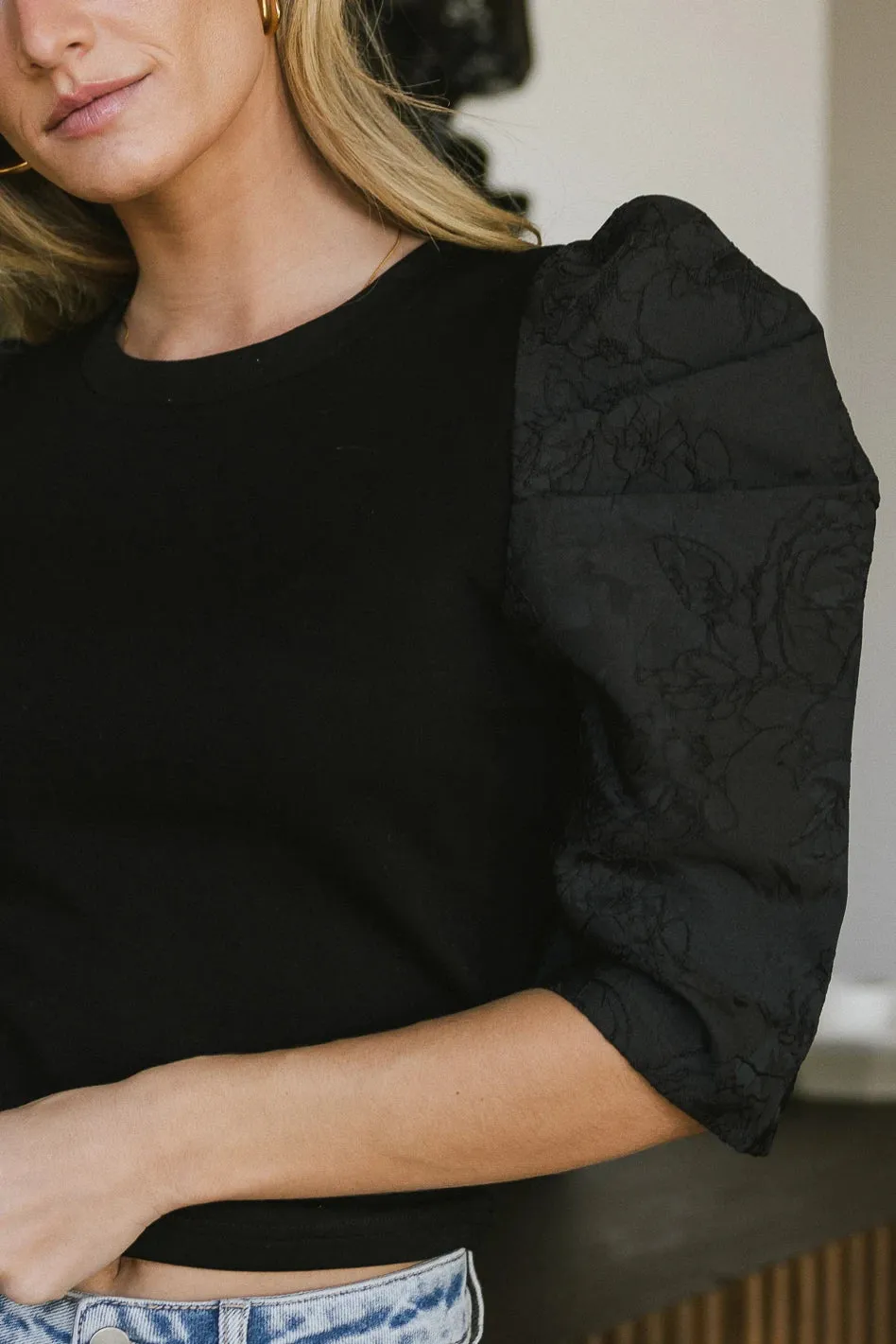 Andrea Mixed Media Top in Black - FINAL SALE sold by bohme product image thumbnail 2