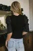 Andrea Mixed Media Top in Black - FINAL SALE sold by bohme