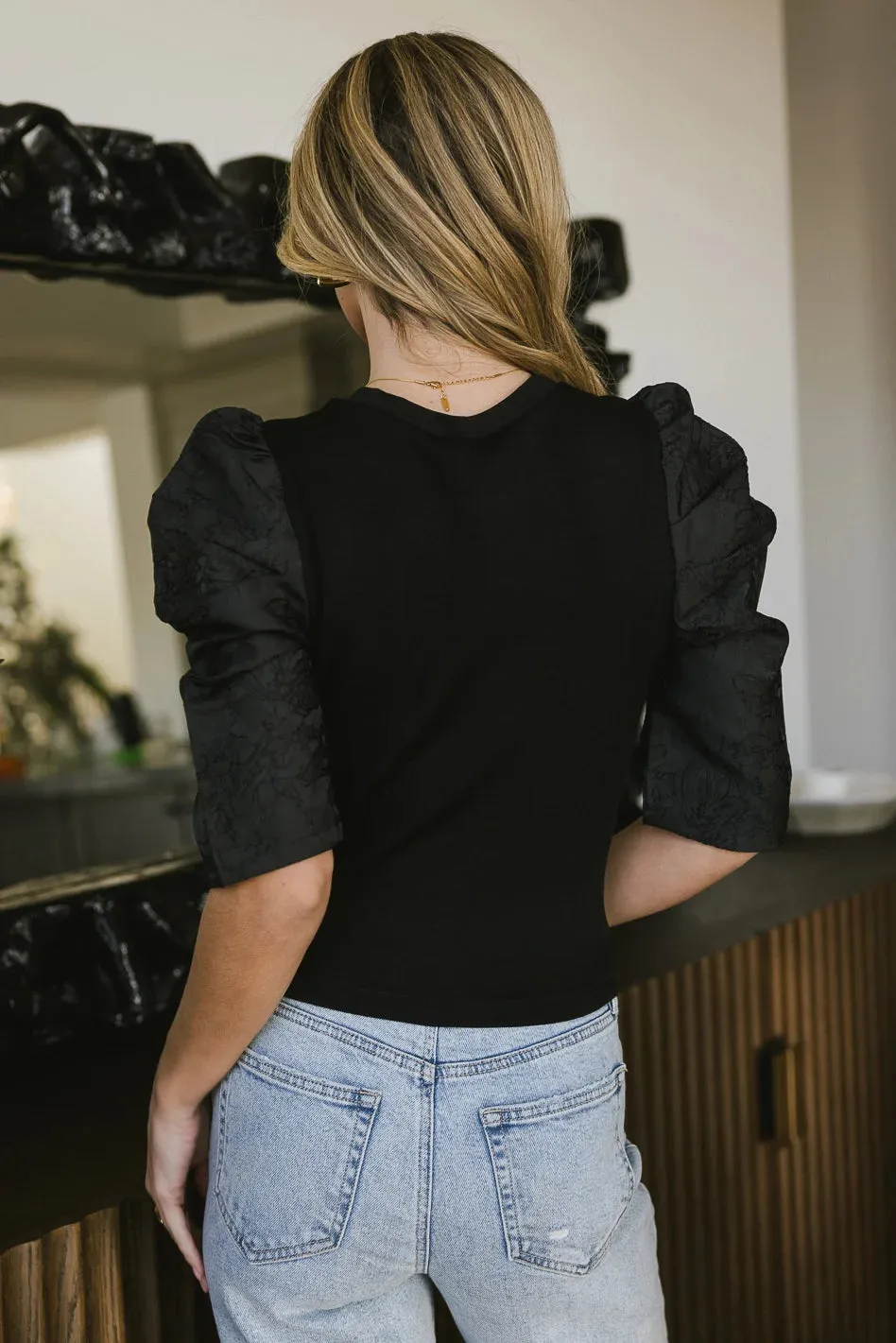 Andrea Mixed Media Top in Black - FINAL SALE sold by bohme product image thumbnail 4