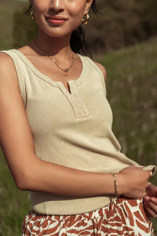 Emmett Ribbed Tank in Beige - FINAL SALE sold by bohme